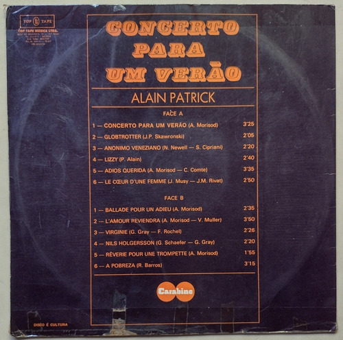 Lp Alain Patrick Concerto Para Um Verão 1972 Vinil (Usado)