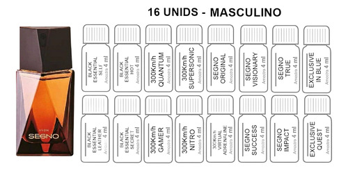Kit 1 Segno Edp 25ml + Kit 16 Avon Amostras Perfumes Masculinos 4ml