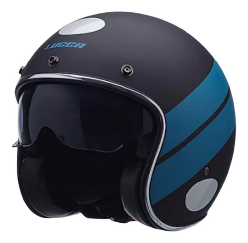 Capacete Lucca Sublime Blue Stripe Com Viseira Solar Interna