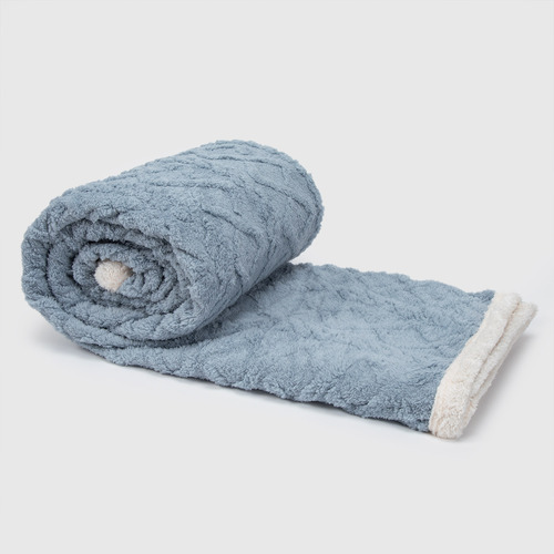 Manta Frazada Sherpa Jacquard Azul 1,5 Plazas Relan