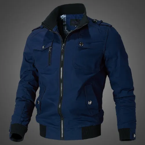 Chaqueta militar azul hombre 2025