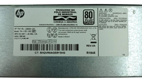 Fonte Hp Prodesk 600 G3 G4 Sff 180w L08404-201