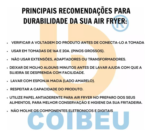 Fritadeira Airfryer Elétrica Sem Óleo Ar Coibeu Display Touc
