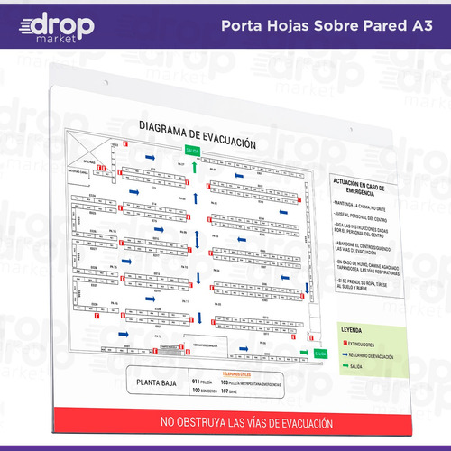 Imagen 2 de 10 de Porta Hojas A3 Acrílico Sobre Pared Transparente X 1 U.