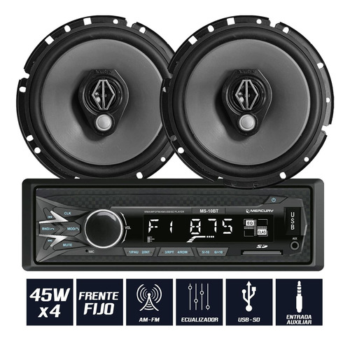 Estereo Bluetooth Am Fm Parlantes Bomber 6 Pulgadas Triaxial