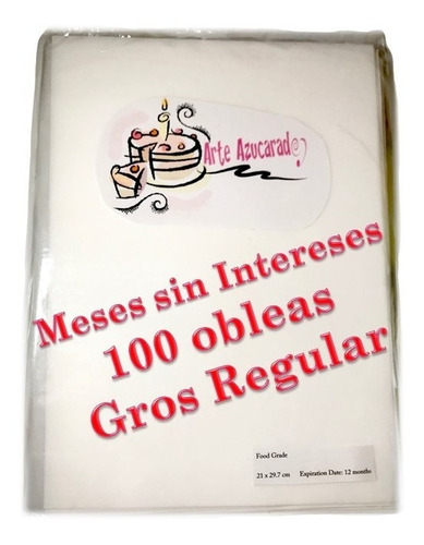Obleas De Arroz 100 Hojas Comestibles Para Imprimir