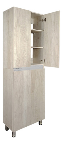 Cocina Integral Premium Decomobil Con Campana Y Parrilla Color Encino Polar - Mármol Blanco