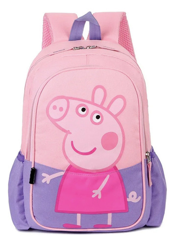 Peppa Pig Mochila Escolar George Pig Color Azul Rosa Y Viole