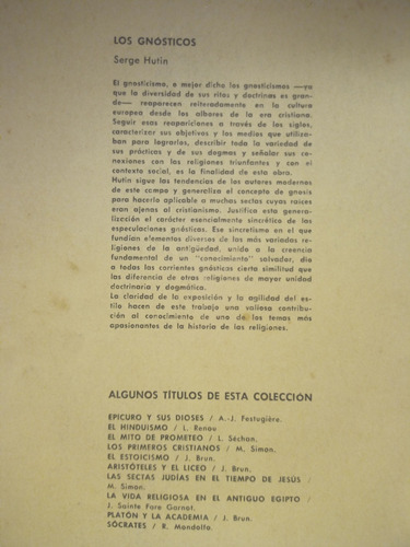 Los Gnósticos, Ensayo De Serge Hutin, Pensamiento, Eudeba (Usado)