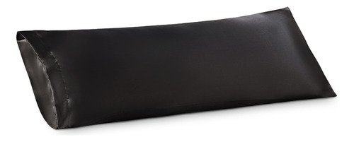 Funda De Almohada Corporal De Saten Sedoso Color Negro