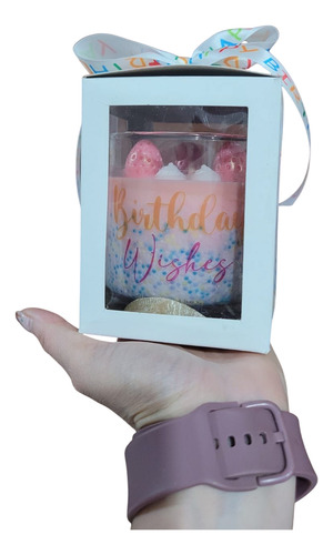Vela Aromática Eellaashops Pastel De Cumpleaños 10cm Rosa Pastel Fresas Pastel Fresa