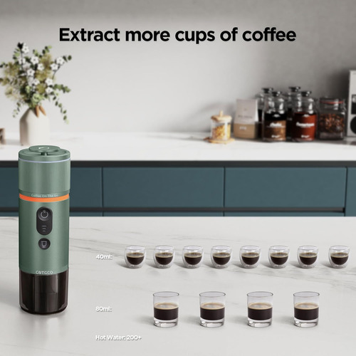 Cafetera Espresso Portátil Cotgco, Verde Bosque, 12v, 320ml