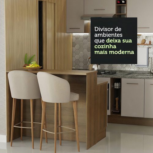 Isla Cocina Con Encimera Y Mostrador Madesa Ágata 120cm Mc Color Marrón/Crema