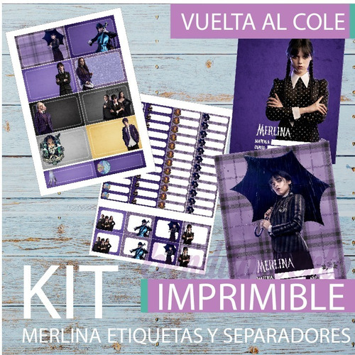 Kit Imprimible Merlina Etiquetas Escolares Separadores Edit