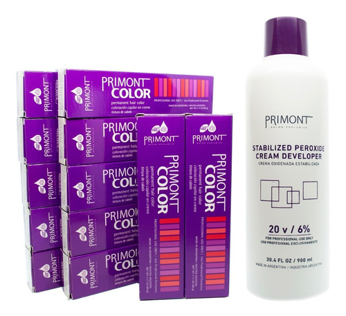 Primont Color Kit X12 Tinturas 60gr + Oxidante Coloración 6c