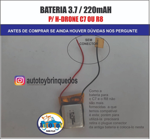 Drone C7  1315 - Só A Bateria 3.5/220mah