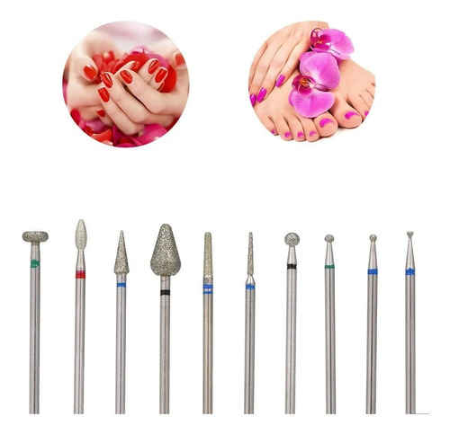 Kit Fresa Manicura Pedicura Diamantadas Torno Uñas + Estuche