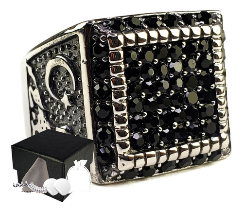 Combo Anillo Estilo Turco De Lujo Elegante Negro Acero Inoxs