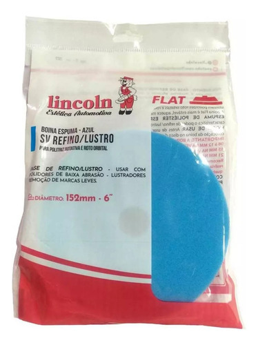 Boina Espuma Azul Flat 6 Pol Sv Refino Lustro Lincoln