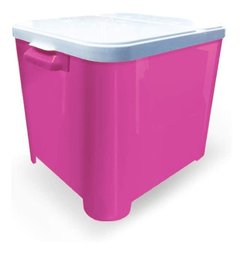 Porta Ração Pet 15kg Container Protege E Conserva Com Tampa Cor Rosa
