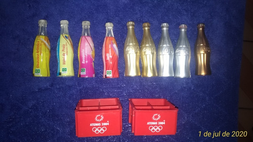 9 Garrafinhas 2 Engradados Coca -cola Olimpíadas Atenas 2004