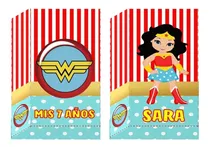 Comprar 10 Bolsitas Golosineras Con Cierra Stickers Mujer Maravilla