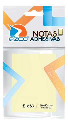 Notas Adhesivas Ezco 38x50 Post It Amarillas 100 Hojas