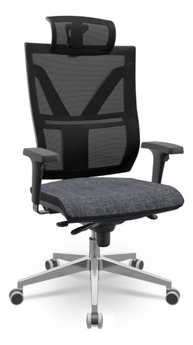 Cadeira Presidente Plaxmetal Darix X Slider Aluminio Granito