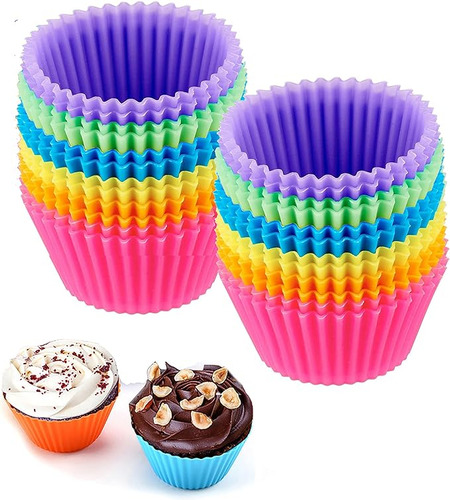 Paquete 24 Tazas Reutilizables Silicona Para Hornear Cupcake