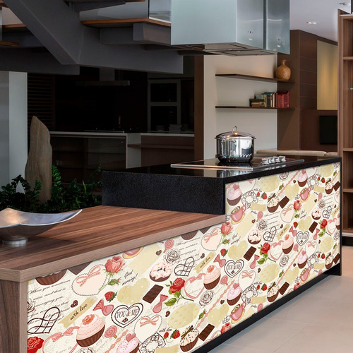 Imagem 2 de 2 de Papel Parede Vinílico Lavável Cozinha Doce Colorido Casal132