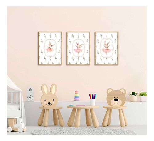 3pcs Ballet Ballet Ballet Conejito De La Pared De La Pared
