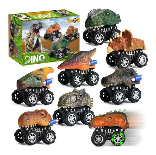 8pzs Dinosaurios Coches De Juguete Para Niños, Con T-rex