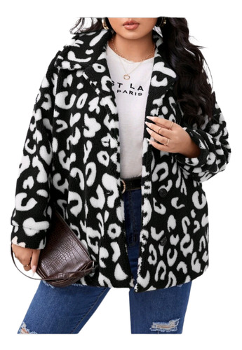 Sacon Plus Size De Polar Blanco Y Negro, Grueso,talle Xxxl 