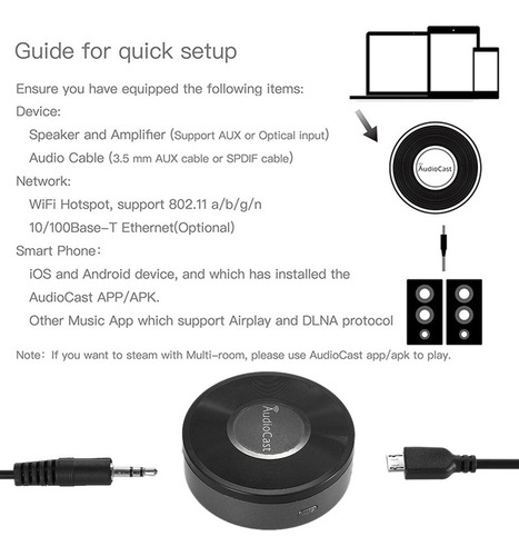 Receptor De Música Hifi M5 Audiocast Airplay Dlna Ios E Andr