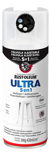 Pintura Aerosol Antióxido Rust Oleum 5 Válvulas Ultra 5 En 1 Color Blanco Mate