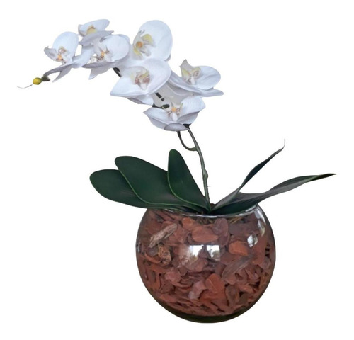 Arranjo Completo Flores Orquídeas Branca Toque Real E Vaso