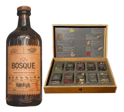 Gin Bosque Craft + Estuche Mixologia Botanica Gin Kaia X 10 