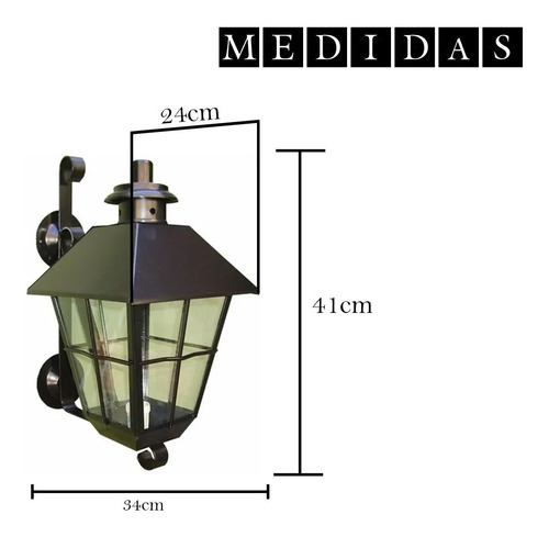 Imagen 2 de 7 de Farol Hierro Exterior De Pared Colonial Con Mensula 828