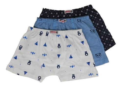 Cueca Infantil Boxer Estampada Kit Com 6 Pçs 100% Algodão   