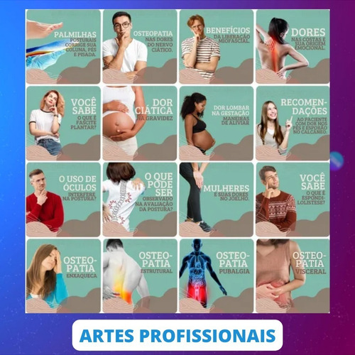 Imagem 5 de 10 de Pack 240 Artes Fisioterapia Templates Editável No Canva