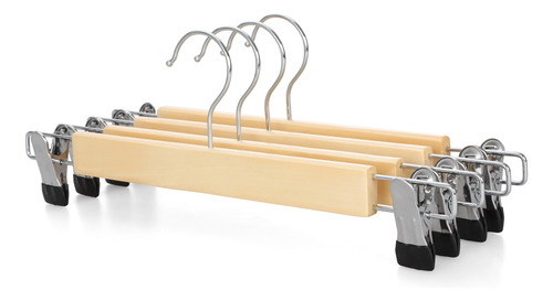 20 Ganchos Para Ropa De Madera Con Clip Antideslizantes Natural