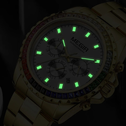 Reloj Pulsera Megir 2227 Con Correa De Acero Inoxidable Color Oro Rose