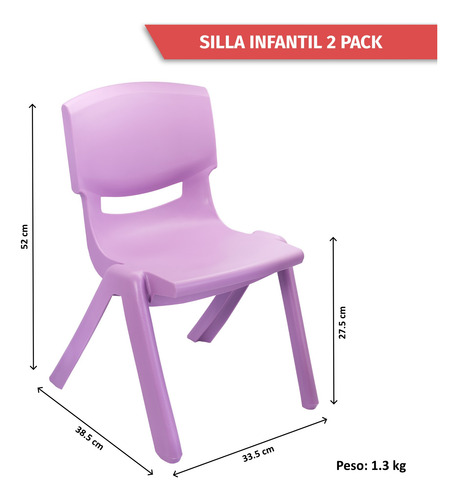 Silla Para Niños De Plástico Resistente | 2 Pack | Torosqui