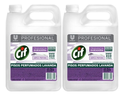 2 Bidones De Cif Limpiador De Pisos Lavanda Unilever 5 Lts