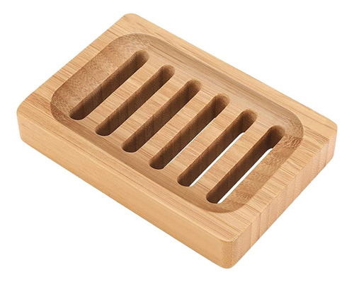 Jabonera De Bambú, Contenedor De Color Natural Rectangular