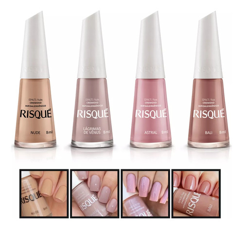 Kit 4 Esmalte Risque Tons De Nude Venus Astral Bali Cremoso