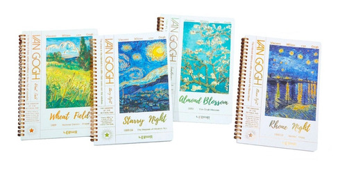 Cuaderno Libreta Anillado A5 Lineas Van Gogh