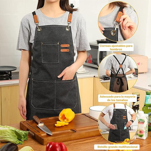 2 Piezas Mandil De Chef Ajustable, Mandil Barista,unisex