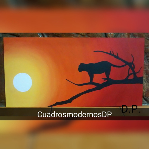 Cuadro Moderno Leopardo En Atardecer