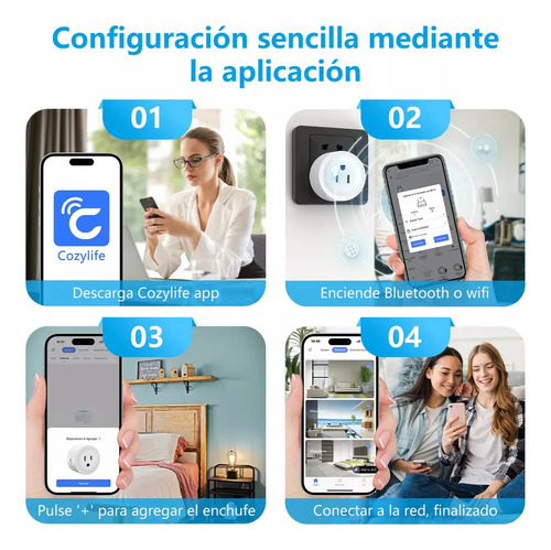 Enchufe Inteligente Wifi Cozylife App Alexa Google Home 4pcs Color Blanco
